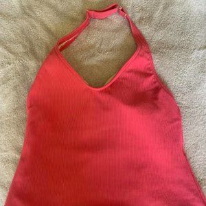 Women’s LLB Size 12 hot pink small v halter swimsuit top.